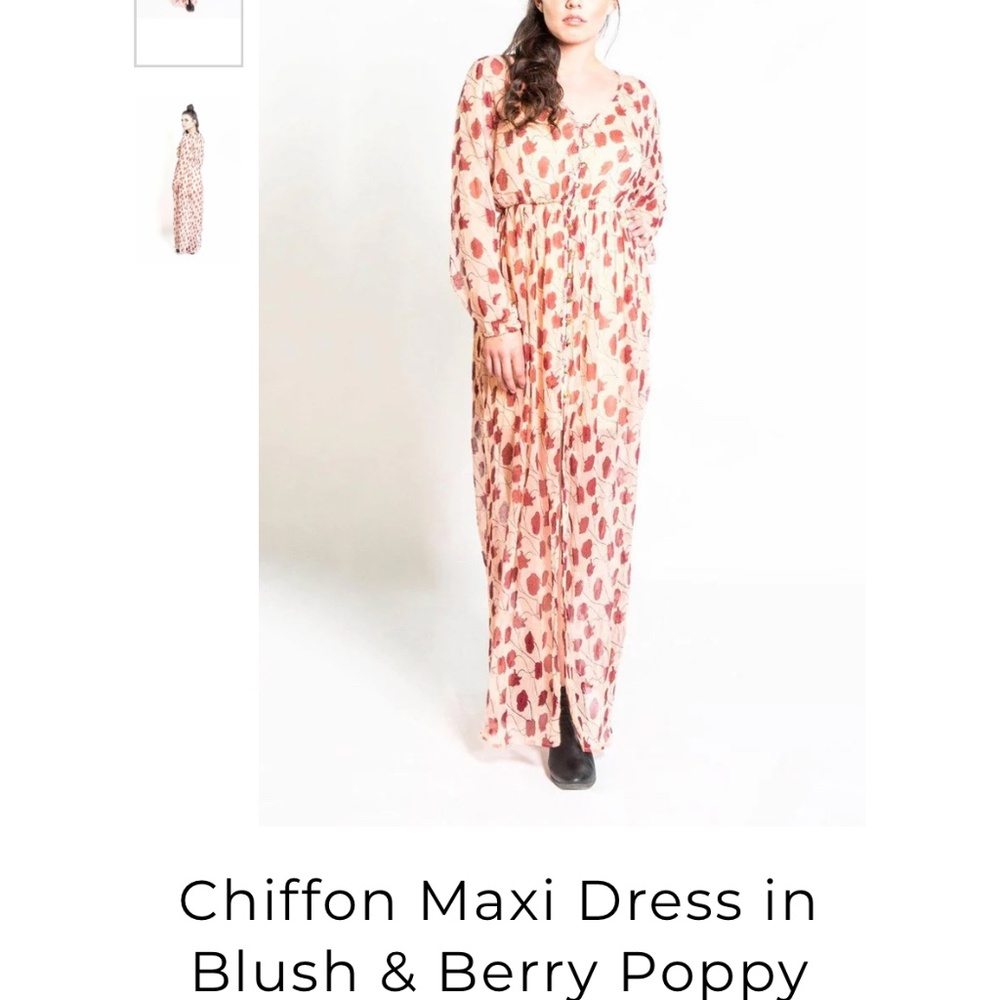 Symbology Chiffon Maxi Dress in Blush & Berry Poppy Flower
